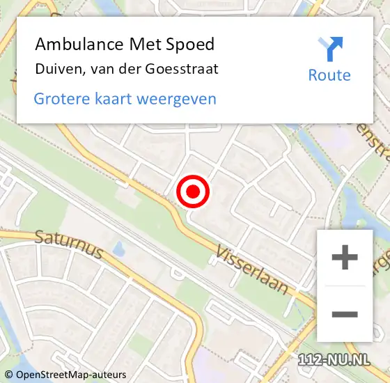 Locatie op kaart van de 112 melding: Ambulance Met Spoed Naar Duiven, van der Goesstraat op 23 september 2022 07:25