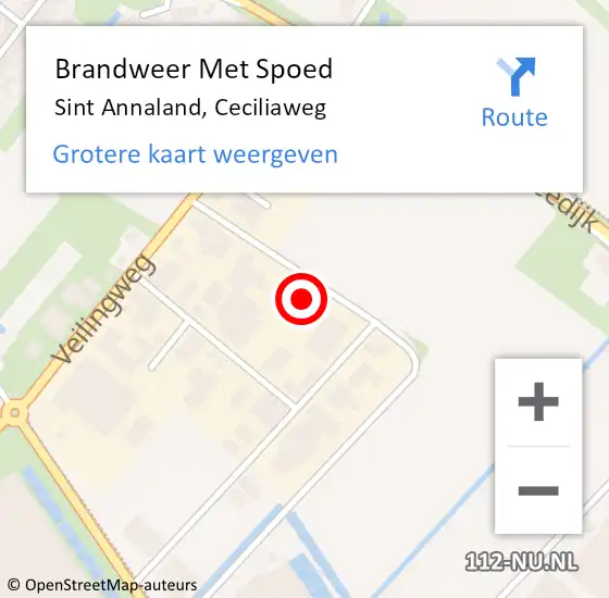 Locatie op kaart van de 112 melding: Brandweer Met Spoed Naar Sint Annaland, Ceciliaweg op 23 september 2022 07:58