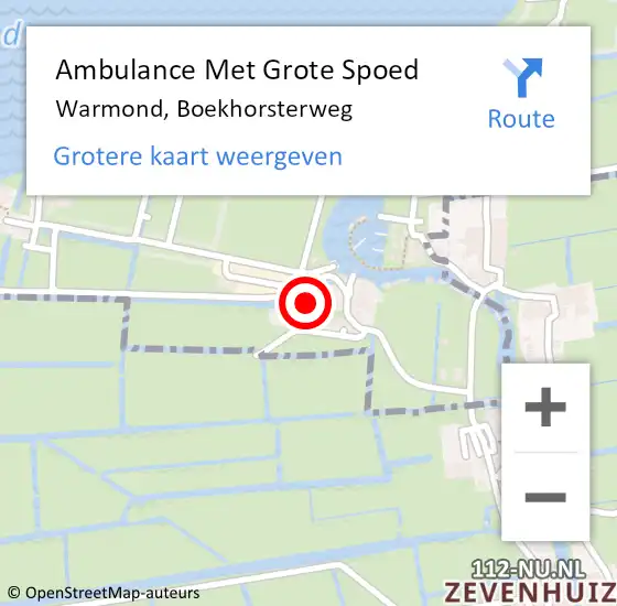 Locatie op kaart van de 112 melding: Ambulance Met Grote Spoed Naar Warmond, Boekhorsterweg op 23 september 2022 08:13