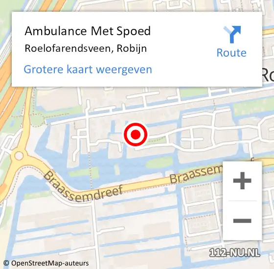 Locatie op kaart van de 112 melding: Ambulance Met Spoed Naar Roelofarendsveen, Robijn op 23 september 2022 08:18