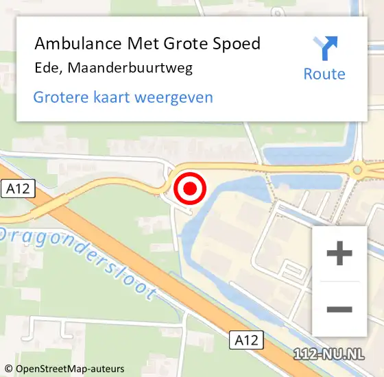 Locatie op kaart van de 112 melding: Ambulance Met Grote Spoed Naar Ede, Maanderbuurtweg op 23 september 2022 08:35