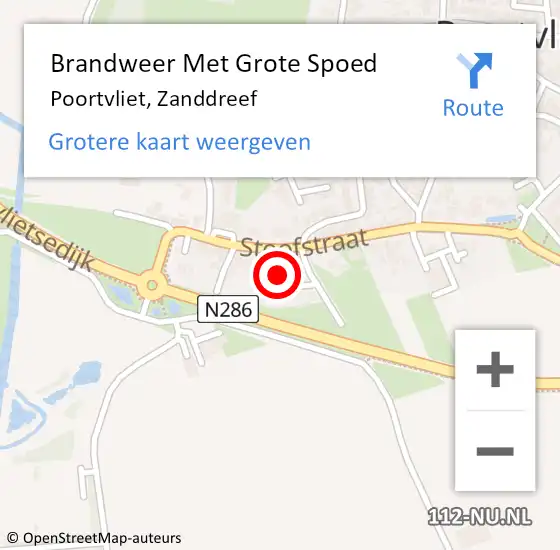 Locatie op kaart van de 112 melding: Brandweer Met Grote Spoed Naar Poortvliet, Zanddreef op 23 september 2022 08:51