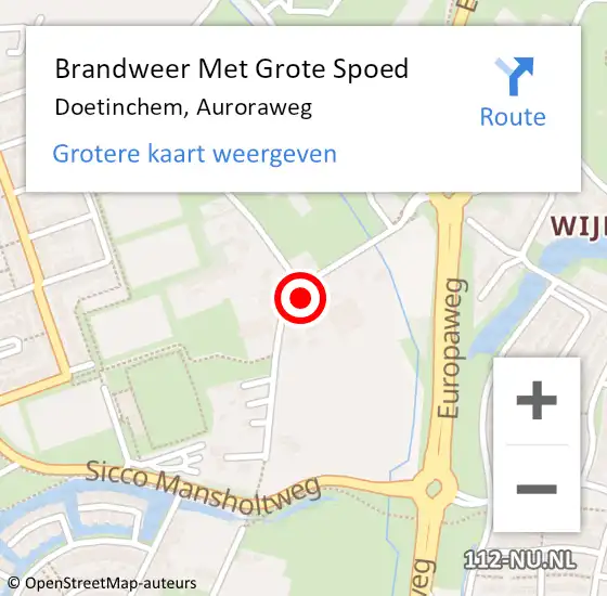 Locatie op kaart van de 112 melding: Brandweer Met Grote Spoed Naar Doetinchem, Auroraweg op 23 september 2022 09:08