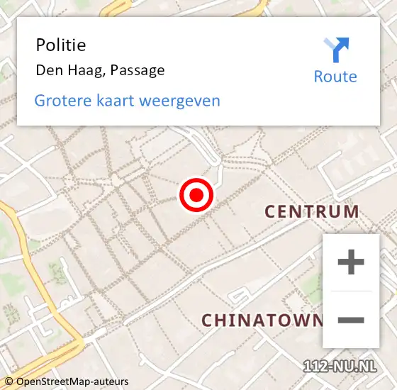 Locatie op kaart van de 112 melding: Politie Den Haag, Passage op 23 september 2022 09:38