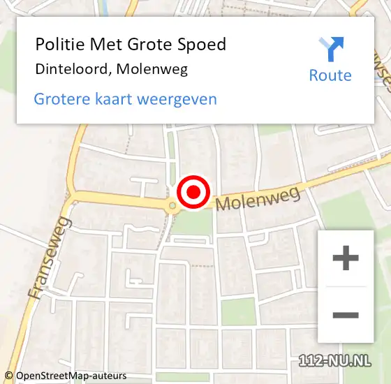 Locatie op kaart van de 112 melding: Politie Met Grote Spoed Naar Dinteloord, Molenweg op 23 september 2022 09:56