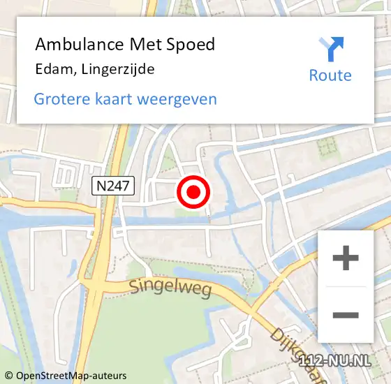 Locatie op kaart van de 112 melding: Ambulance Met Spoed Naar Edam, Lingerzijde op 23 september 2022 10:01