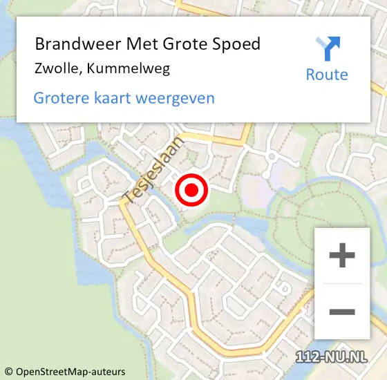 Locatie op kaart van de 112 melding: Brandweer Met Grote Spoed Naar Zwolle, Kummelweg op 23 september 2022 10:19