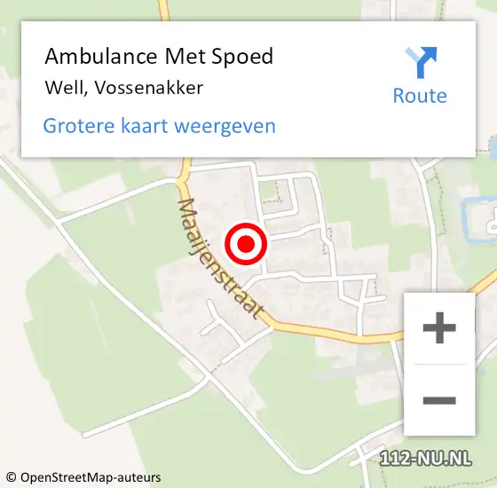 Locatie op kaart van de 112 melding: Ambulance Met Spoed Naar Well, Vossenakker op 23 september 2022 10:20