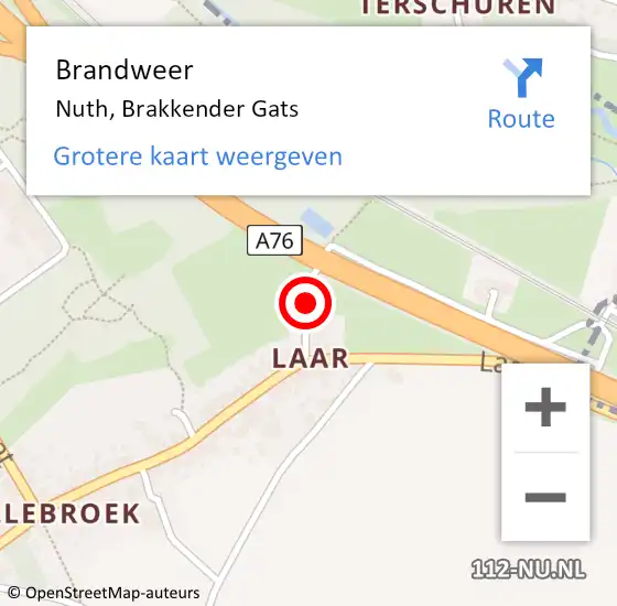 Locatie op kaart van de 112 melding: Brandweer Nuth, Brakkender Gats op 30 juli 2014 08:56