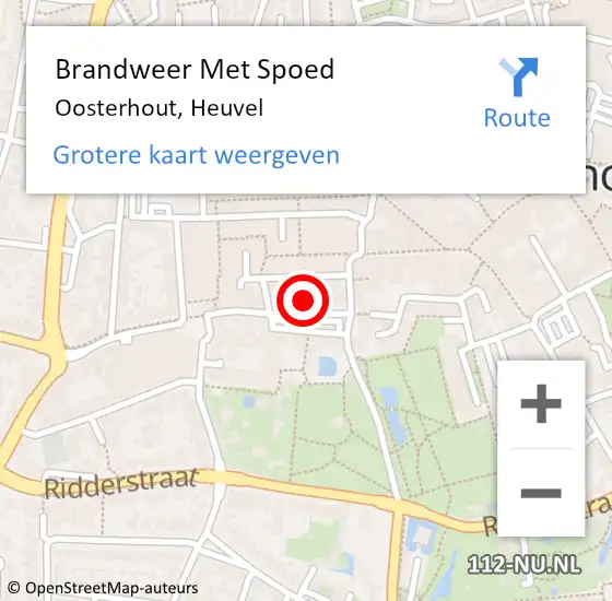 Locatie op kaart van de 112 melding: Brandweer Met Spoed Naar Oosterhout, Heuvel op 23 september 2022 10:34