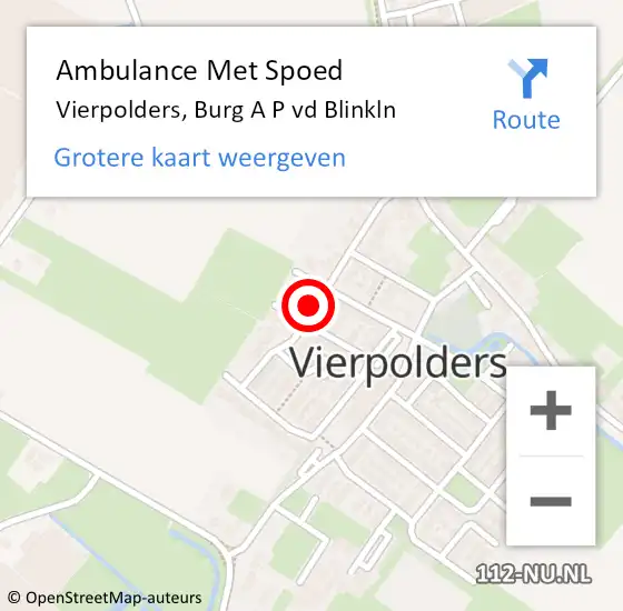 Locatie op kaart van de 112 melding: Ambulance Met Spoed Naar Vierpolders, Burg A P vd Blinkln op 23 september 2022 10:38