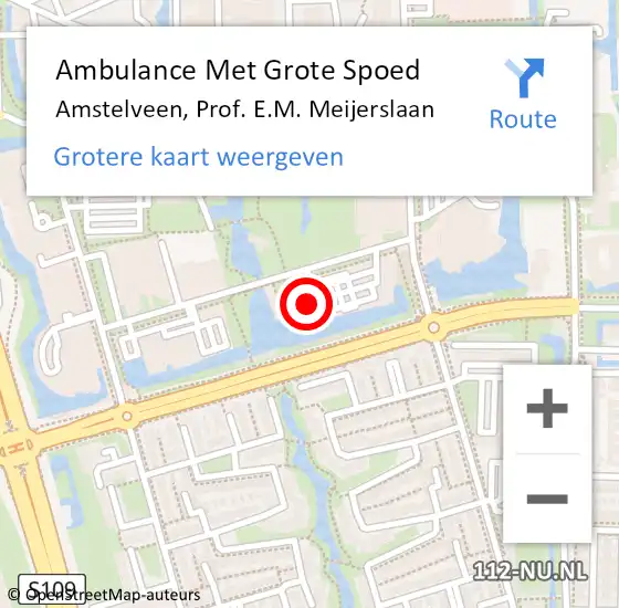 Locatie op kaart van de 112 melding: Ambulance Met Grote Spoed Naar Amstelveen, Prof. E.M. Meijerslaan op 23 september 2022 10:41