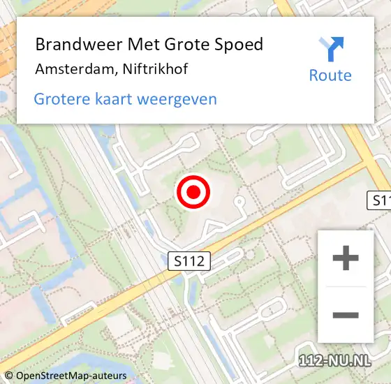 Locatie op kaart van de 112 melding: Brandweer Met Grote Spoed Naar Amsterdam-Zuidoost, Niftrikhof op 23 september 2022 10:45