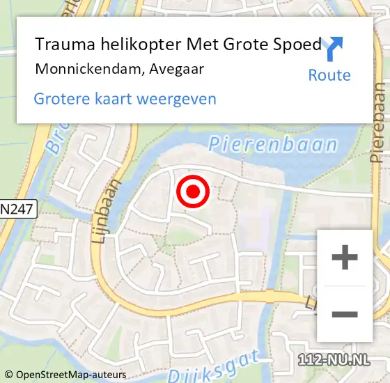 Locatie op kaart van de 112 melding: Trauma helikopter Met Grote Spoed Naar Monnickendam, Avegaar op 23 september 2022 10:51
