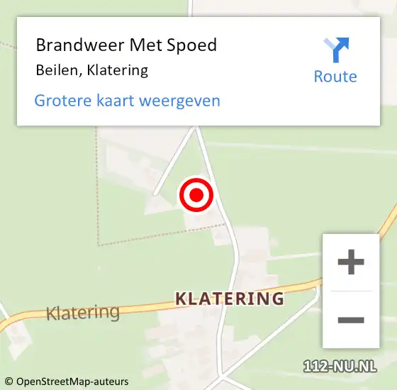 Locatie op kaart van de 112 melding: Brandweer Met Spoed Naar Beilen, Klatering op 23 september 2022 10:53