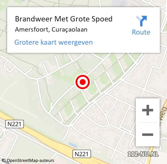 Locatie op kaart van de 112 melding: Brandweer Met Grote Spoed Naar Amersfoort, Curaçaolaan op 23 september 2022 10:55