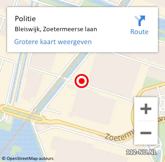 Locatie op kaart van de 112 melding: Politie Bleiswijk, Zoetermeerse laan op 23 september 2022 11:02