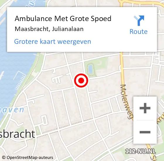 Locatie op kaart van de 112 melding: Ambulance Met Grote Spoed Naar Maasbracht, Julianalaan op 23 september 2022 11:15