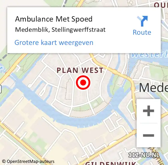 Locatie op kaart van de 112 melding: Ambulance Met Spoed Naar Medemblik, Nicolaes van Stellingwerffstraat op 23 september 2022 11:24