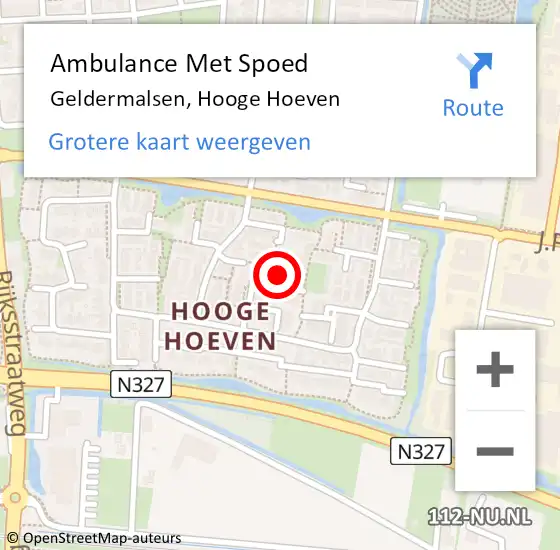 Locatie op kaart van de 112 melding: Ambulance Met Spoed Naar Geldermalsen, Hooge Hoeven op 23 september 2022 12:13