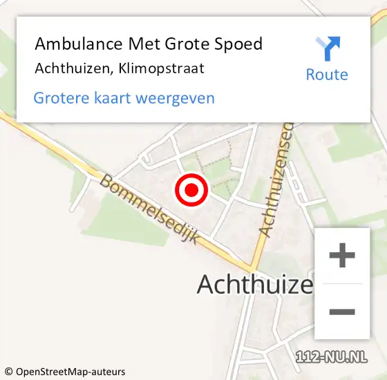 Locatie op kaart van de 112 melding: Ambulance Met Grote Spoed Naar Achthuizen, Klimopstraat op 23 september 2022 12:17