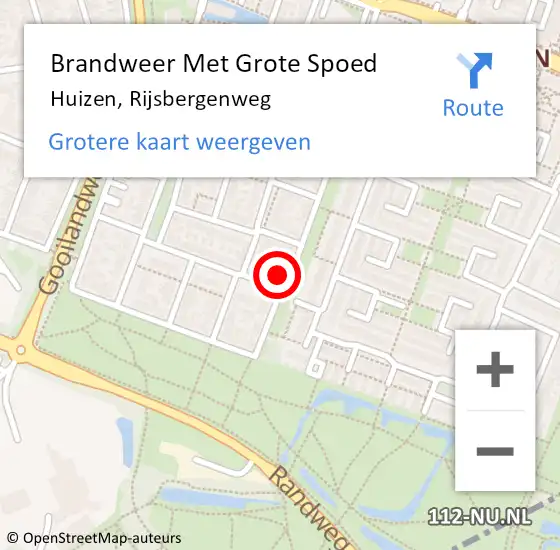 Locatie op kaart van de 112 melding: Brandweer Met Grote Spoed Naar Huizen, Rijsbergenweg op 23 september 2022 12:43