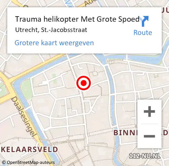 Locatie op kaart van de 112 melding: Trauma helikopter Met Grote Spoed Naar Utrecht, St.-Jacobsstraat op 23 september 2022 12:57