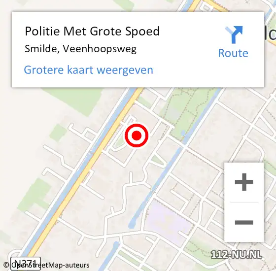 Locatie op kaart van de 112 melding: Politie Met Grote Spoed Naar Smilde, Veenhoopsweg op 23 september 2022 13:11