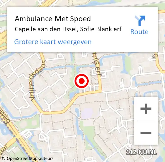 Locatie op kaart van de 112 melding: Ambulance Met Spoed Naar Capelle aan den IJssel, Sofie Blank erf op 23 september 2022 13:17