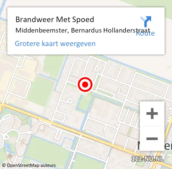 Locatie op kaart van de 112 melding: Brandweer Met Spoed Naar Middenbeemster, Bernardus Hollanderstraat op 23 september 2022 13:49