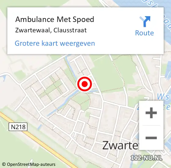 Locatie op kaart van de 112 melding: Ambulance Met Spoed Naar Zwartewaal, Clausstraat op 23 september 2022 14:11