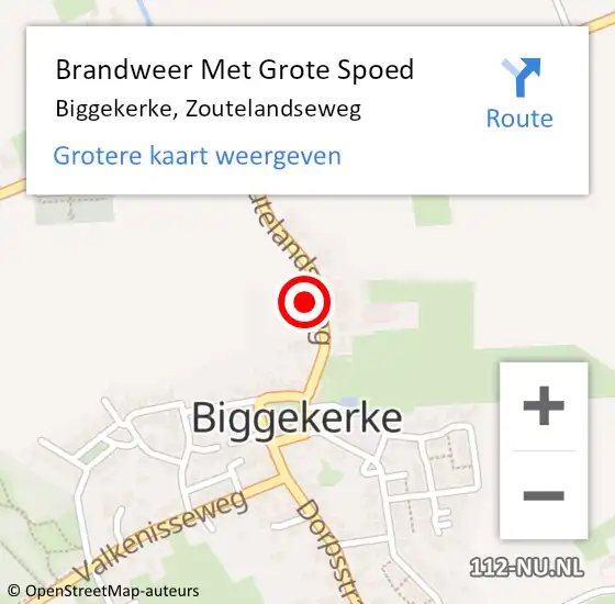 Locatie op kaart van de 112 melding: Brandweer Met Grote Spoed Naar Biggekerke, Zoutelandseweg op 23 september 2022 14:24