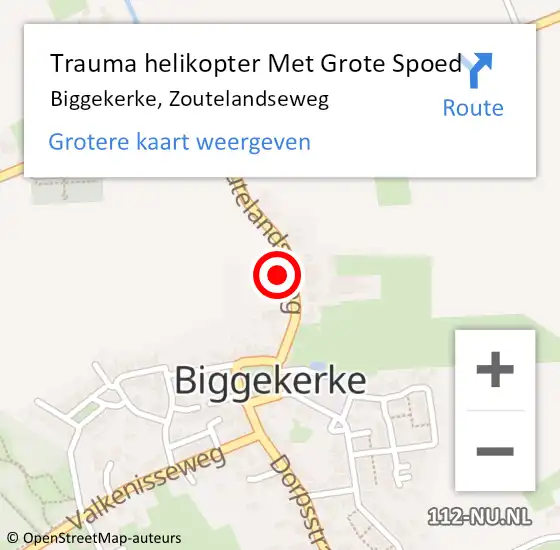 Locatie op kaart van de 112 melding: Trauma helikopter Met Grote Spoed Naar Biggekerke, Zoutelandseweg op 23 september 2022 14:32