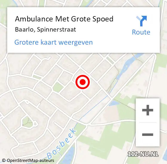 Locatie op kaart van de 112 melding: Ambulance Met Grote Spoed Naar Baarlo, Spinnerstraat op 23 september 2022 15:03