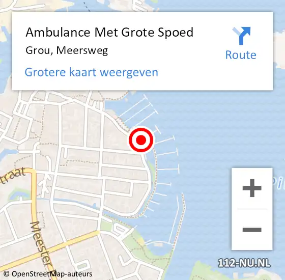 Locatie op kaart van de 112 melding: Ambulance Met Grote Spoed Naar Grou, Meersweg op 30 juli 2014 09:35