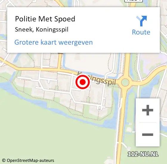 Locatie op kaart van de 112 melding: Politie Met Spoed Naar Sneek, Koningsspil op 23 september 2022 15:24