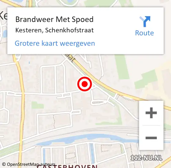 Locatie op kaart van de 112 melding: Brandweer Met Spoed Naar Kesteren, Schenkhofstraat op 23 september 2022 15:46