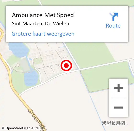 Locatie op kaart van de 112 melding: Ambulance Met Spoed Naar Sint Maarten, De Wielen op 23 september 2022 15:49