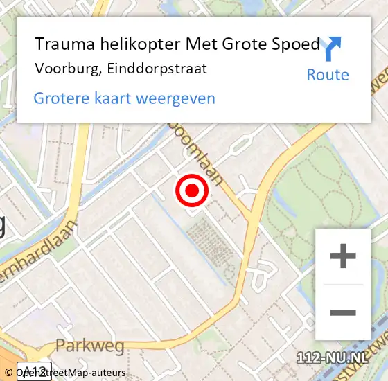 Locatie op kaart van de 112 melding: Trauma helikopter Met Grote Spoed Naar Voorburg, Einddorpstraat op 23 september 2022 15:53