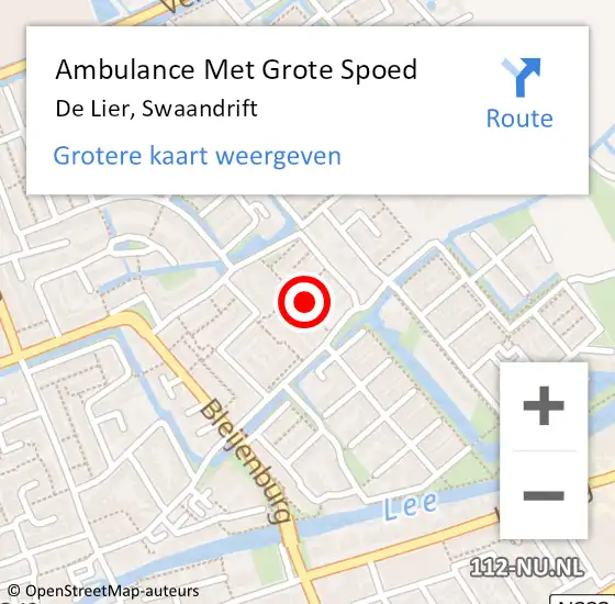 Locatie op kaart van de 112 melding: Ambulance Met Grote Spoed Naar De Lier, Swaandrift op 23 september 2022 16:01