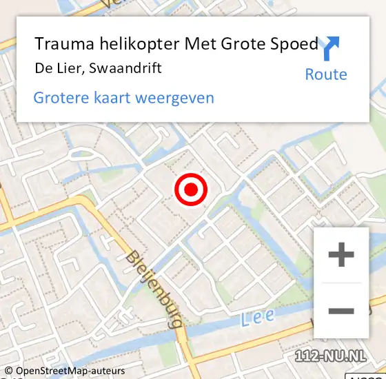 Locatie op kaart van de 112 melding: Trauma helikopter Met Grote Spoed Naar De Lier, Swaandrift op 23 september 2022 16:07