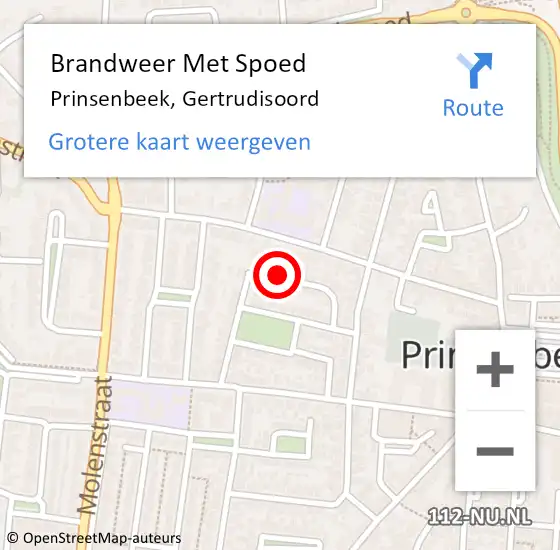 Locatie op kaart van de 112 melding: Brandweer Met Spoed Naar Prinsenbeek, Gertrudisoord op 23 september 2022 16:18