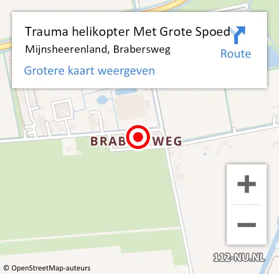 Locatie op kaart van de 112 melding: Trauma helikopter Met Grote Spoed Naar Mijnsheerenland, Brabersweg op 23 september 2022 16:27