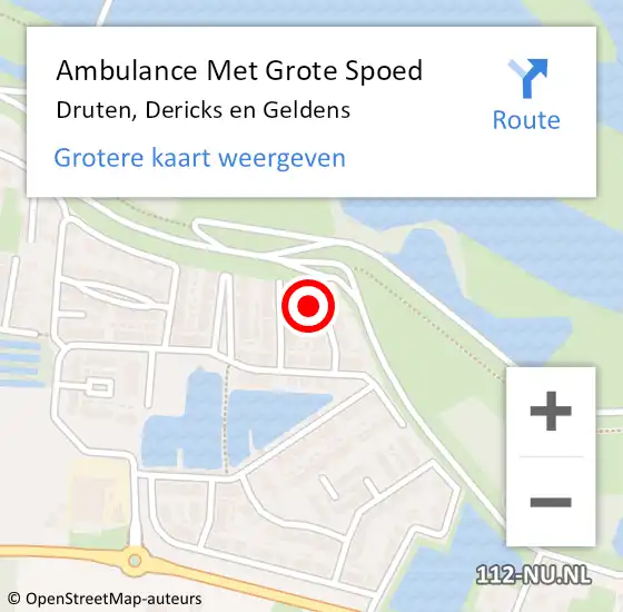 Locatie op kaart van de 112 melding: Ambulance Met Grote Spoed Naar Druten, Dericks en Geldens op 23 september 2022 16:37