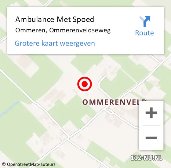 Locatie op kaart van de 112 melding: Ambulance Met Spoed Naar Ommeren, Ommerenveldseweg op 23 september 2022 16:47
