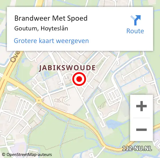 Locatie op kaart van de 112 melding: Brandweer Met Spoed Naar Goutum, Hoyteslân op 23 september 2022 16:50