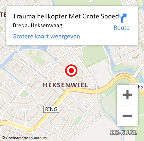 Locatie op kaart van de 112 melding: Trauma helikopter Met Grote Spoed Naar Breda, Heksenwaag op 23 september 2022 16:58