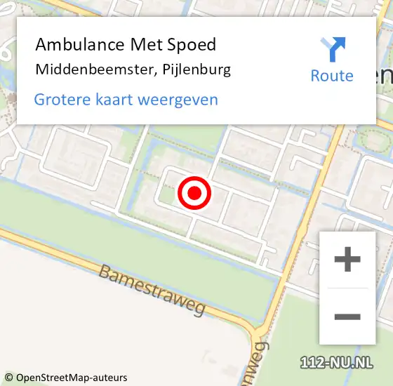 Locatie op kaart van de 112 melding: Ambulance Met Spoed Naar Middenbeemster, Pijlenburg op 23 september 2022 17:04