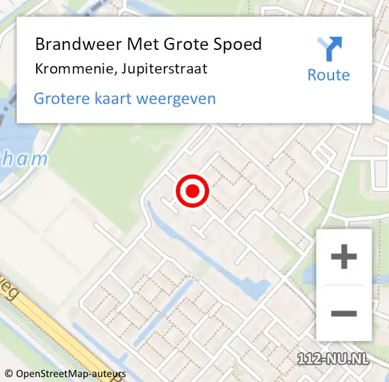 Locatie op kaart van de 112 melding: Brandweer Met Grote Spoed Naar Krommenie, Jupiterstraat op 23 september 2022 17:28