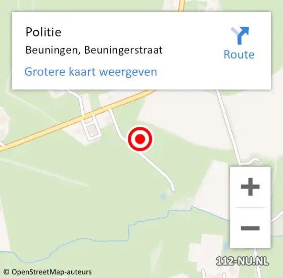 Locatie op kaart van de 112 melding: Politie Beuningen, Beuningerstraat op 23 september 2022 17:49